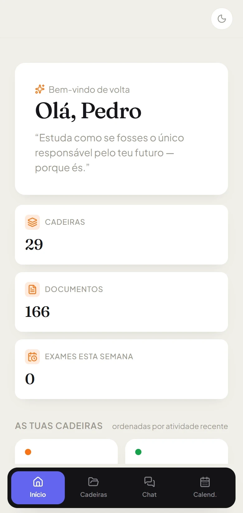 Área de membros do StudyOS em telemóvel