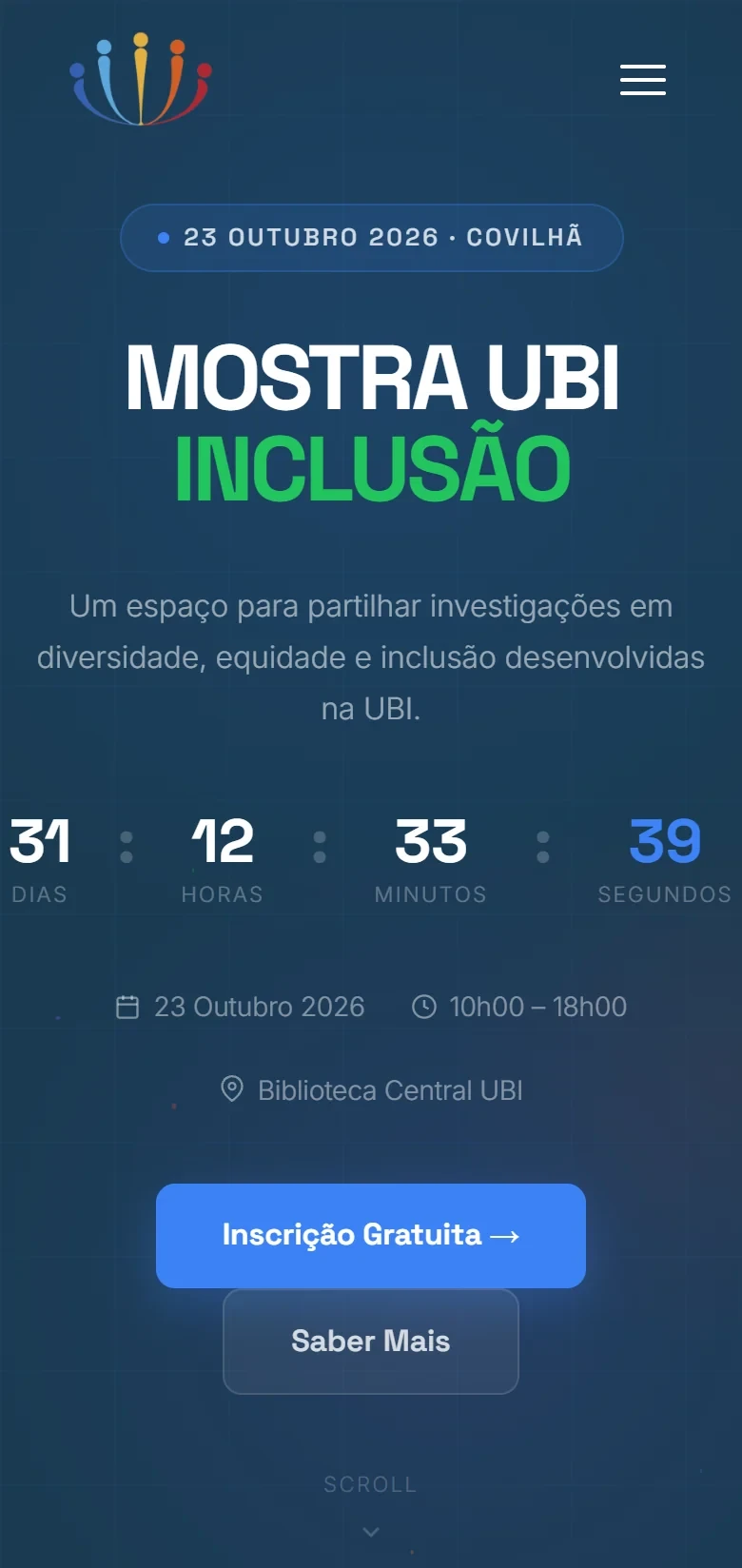 Mostra UBI Equidade em telemóvel