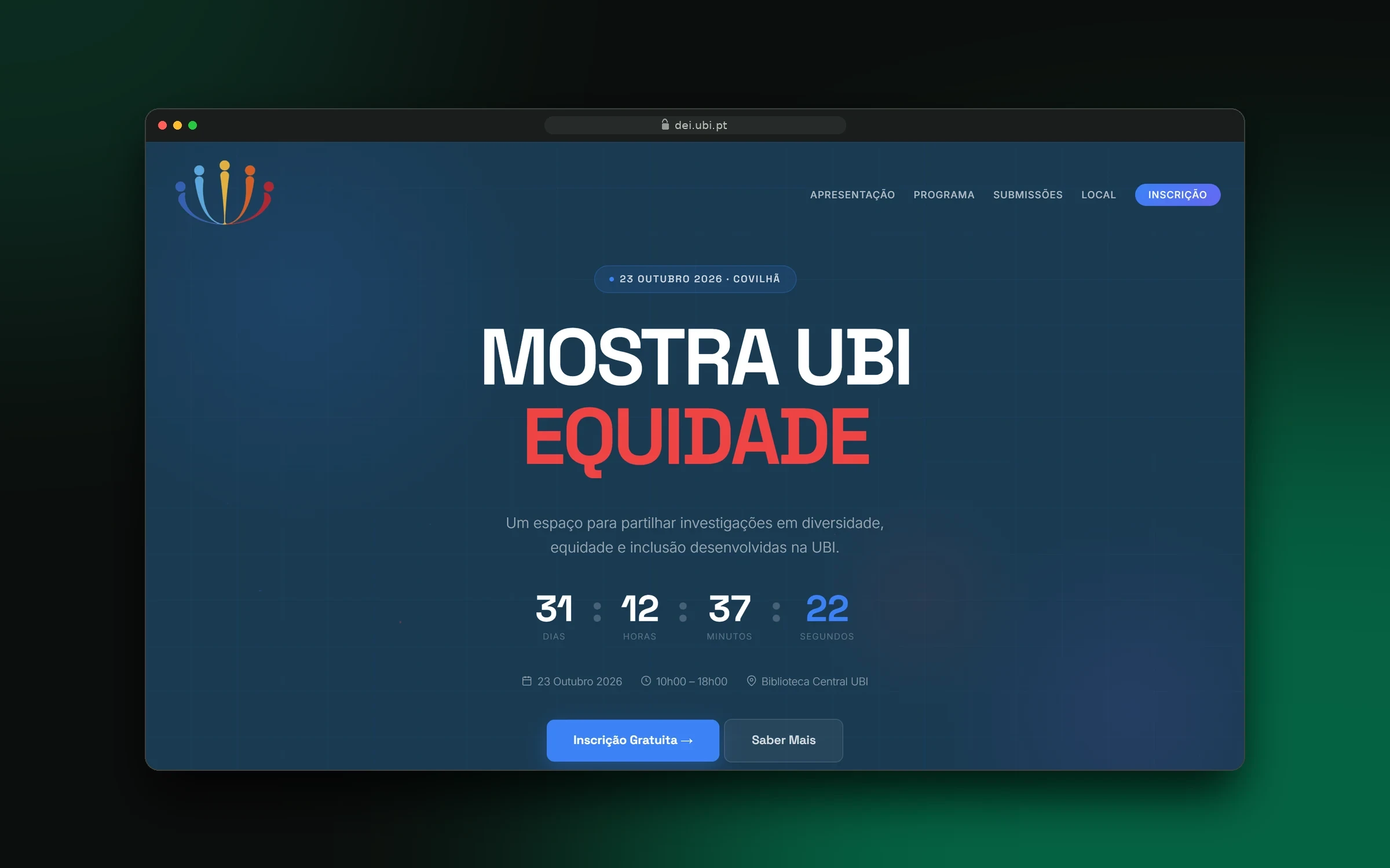 Mostra UBI Equidade em computador e telemóvel